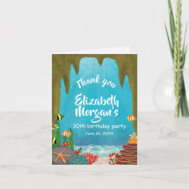 Ocean Cave Under the Sea Corals Birthday サンキューカード