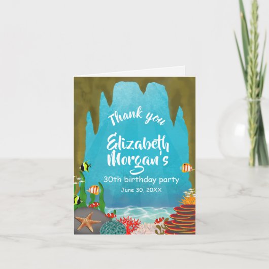 Ocean Cave Under the Sea Corals Birthday サンキューカード (正面)