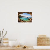 Ocean Cave View Mediterranean Poster - Turquoise ポスター (キッチン)