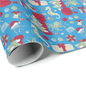 ocean christmas octopus mailbox santa jellyfish ラッピングペーパー (ロールコーナー)