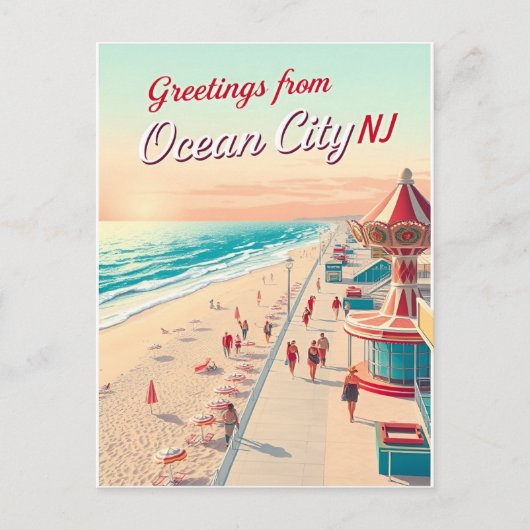 Ocean City, New Jersey – Boardwalk Views ポストカード (正面)