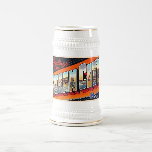 Ocean City New Jersey NJ Large Letter Postcard ビールジョッキ (中央)