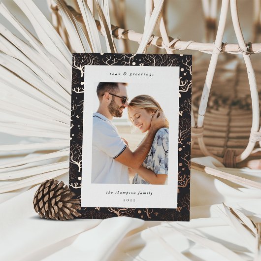 Ocean Coral Border | Vertical Photo 箔シーズンカード