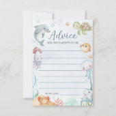 Ocean Creatures Baby Shower Advice Card 招待状 (正面)