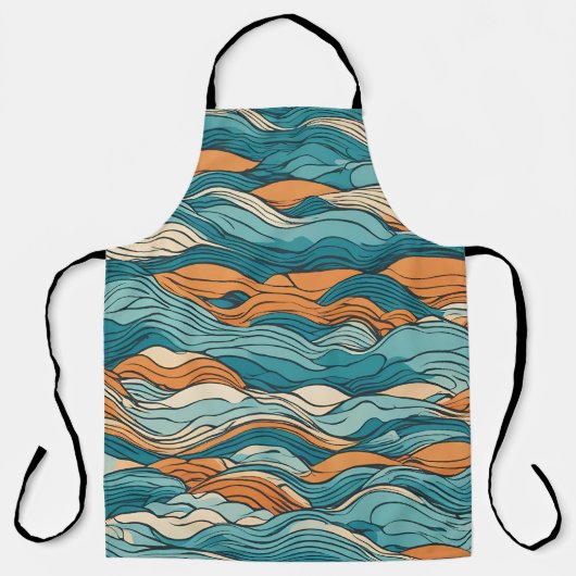 Ocean Currents: Stylized Wave Pattern エプロン (正面)