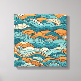 Ocean Currents: Stylized Wave Pattern キャンバスプリント