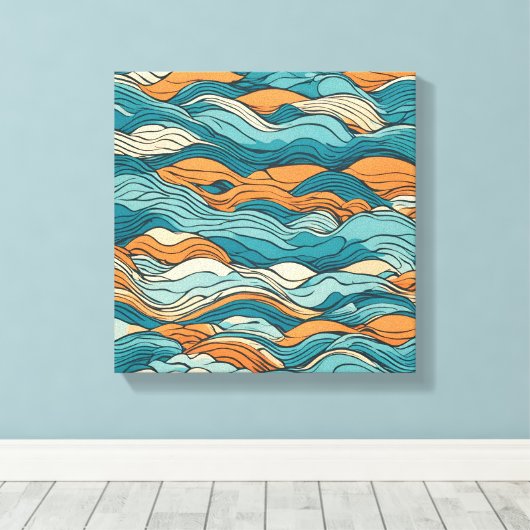Ocean Currents: Stylized Wave Pattern キャンバスプリント (インサイチュ (ウッドフロア))