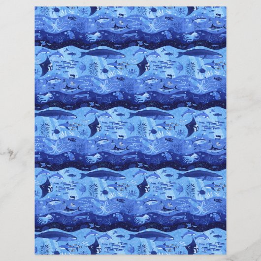 Ocean Depth Zones - Marine Animals Scrapbook Paper (裏面)