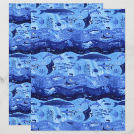 Ocean Depth Zones - Marine Animals Scrapbook Paper