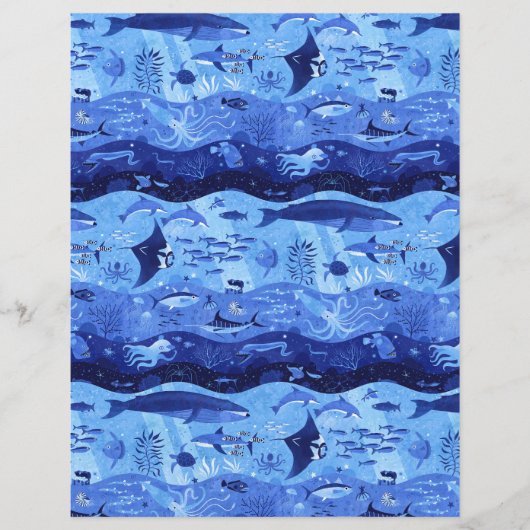 Ocean Depth Zones - Marine Animals Scrapbook Paper (正面)