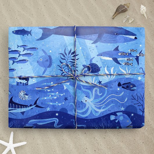 Ocean Depth Zones - Undersea Animals L ラッピングペーパー