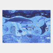 Ocean Depth Zones - Undersea Animals Set of Three  ラッピングペーパーシート (正面3)