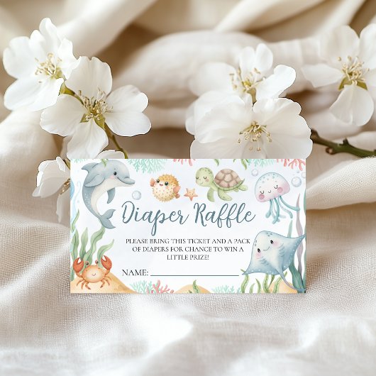 Ocean Diaper Raffle Tickets エンクロージャーカード