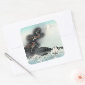 Ocean Dragon Rising to Mt. Fuji HOKUSAI Ukiyo-e スクエアシール (封筒)