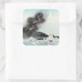 Ocean Dragon Rising to Mt. Fuji HOKUSAI Ukiyo-e スクエアシール (バッグ)