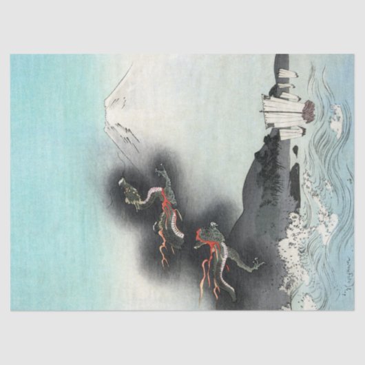 Ocean Dragon Rising to Mt. Fuji HOKUSAI Ukiyo-e 薄葉紙 (正面)