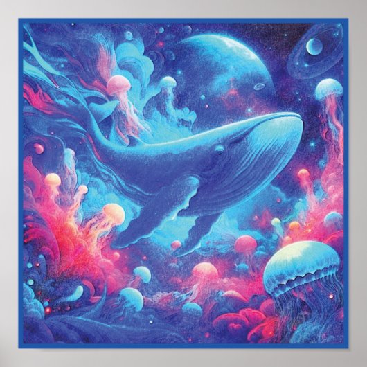 Ocean Dreams Psychedelic Whale ポスター (正面)