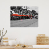 Ocean Drive South Beach Miami Oldtimers ポスター (キッチン)