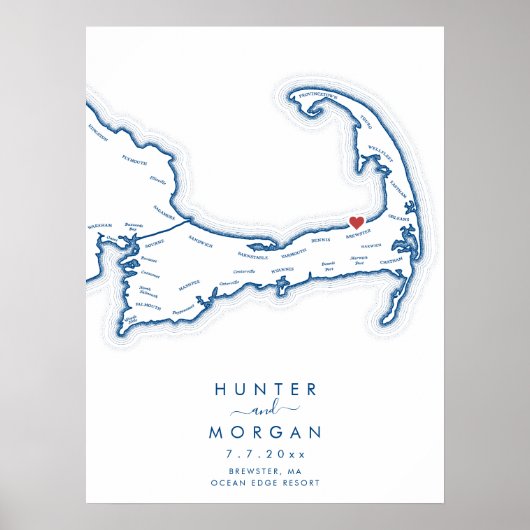 Ocean Edge Resort Wedding Navy Guest Book Poster ポスター (正面)