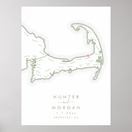 Ocean Edge Resort Wedding Sage Guest Book Poster ポスター (正面)