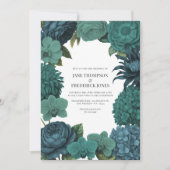 Ocean Emerald, Deep Lagoon & Tidepool Teal Wedding 招待状 (正面)