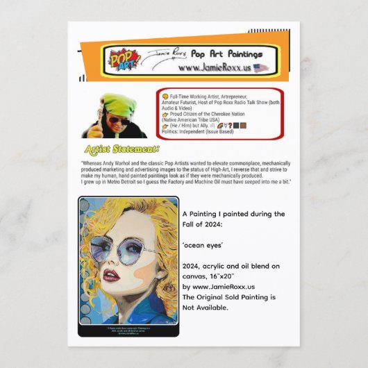 ‘ocean eyes’ Painting on a Small-Scale Print  招待状 (裏面)