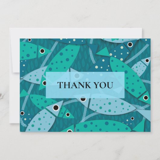 Ocean Fish Pattern Flat Thank You Card サンキューカード (正面)