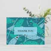 Ocean Fish Pattern Flat Thank You Card サンキューカード (スタンド正面)
