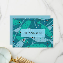 Ocean Fish Pattern Flat Thank You Card サンキューカード