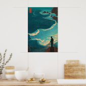 Ocean Fisherman Wall Art - Lone Angler with ポスター (キッチン)