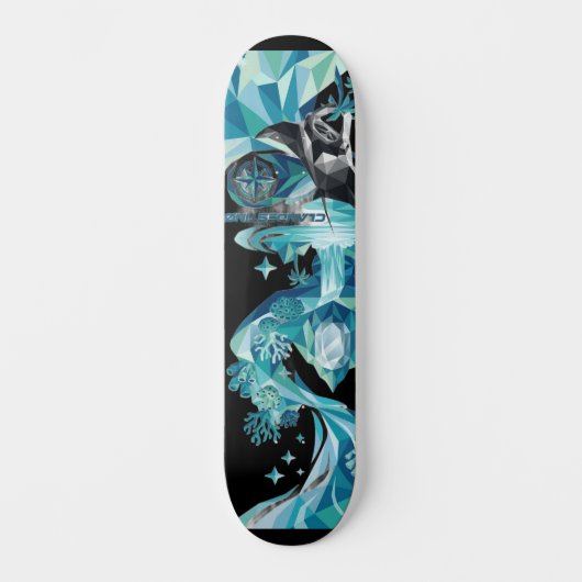 “Ocean Flow – Manta Ray Skateboard Deck” スケートボード (正面)