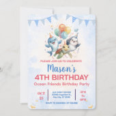 Ocean Friends Birthday Invitation 招待状 (正面)