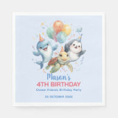 Ocean Friends Birthday Paper Napkin スタンダードランチョンナプキン (正面)