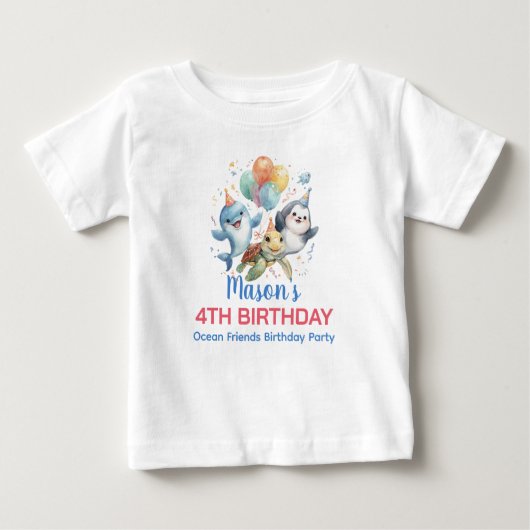 Ocean Friends Birthday T-Shirt ベビーTシャツ (正面)
