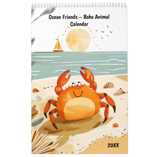 Ocean Friends – Boho Animal Calendar 2026 カレンダー (カバー)