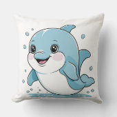 Ocean Friends Cute Sea Creatures Dolphin  クッション (正面)