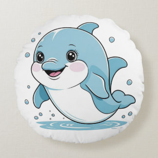 Ocean Friends Cute Sea Creatures Dolphin  ラウンドクッション