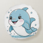 Ocean Friends Cute Sea Creatures Dolphin  ラウンドクッション (裏面)