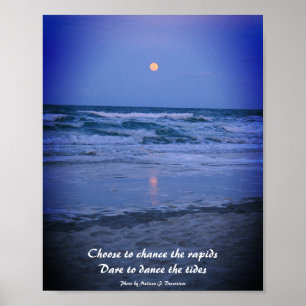 Ocean Full Moon Inspirational Print ポスター