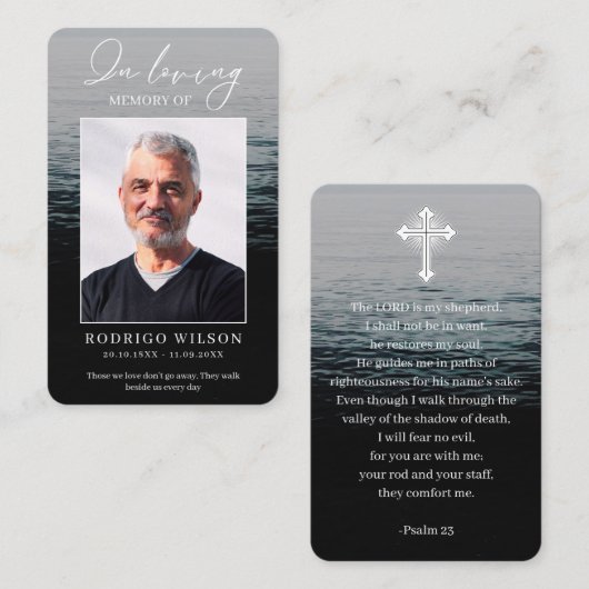 Ocean Funeral Memorial Prayer Photo Cards 名刺 (正面/裏面)