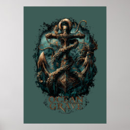 Ocean Grave Kraken Anchor Dark Fantasy  ポスター