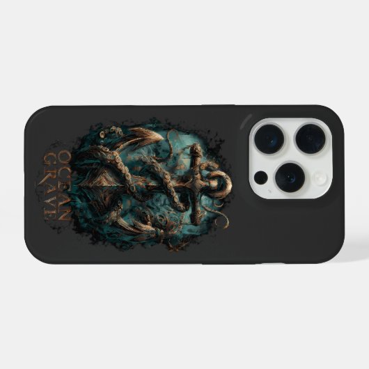 Ocean Grave Kraken Anchor Dark Fantasy iPhoneケース (裏面横)