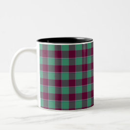 Ocean Green and Mulberry Wood Plaid Burgundy ツートーンマグカップ