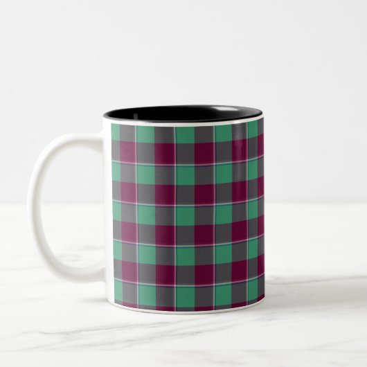 Ocean Green and Mulberry Wood Plaid Burgundy ツートーンマグカップ (左)
