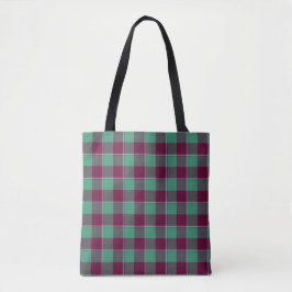 Ocean Green and Mulberry Wood Plaid Burgundy トートバッグ