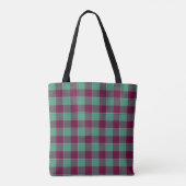 Ocean Green and Mulberry Wood Plaid Burgundy トートバッグ (裏面)