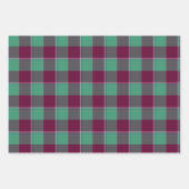 Ocean Green and Mulberry Wood Plaid Burgundy ラッピングペーパーシート (正面2)
