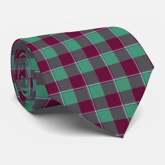 Ocean Green and Mulberry Wood Plaid Neck Tie ネクタイ (ロール)