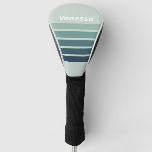 Ocean Green Nostalgic Across Striping with Name ゴルフヘッドカバー (正面)
