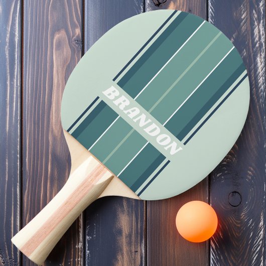 Ocean Green Nostalgic Board Stripes with Name 卓球ラケット